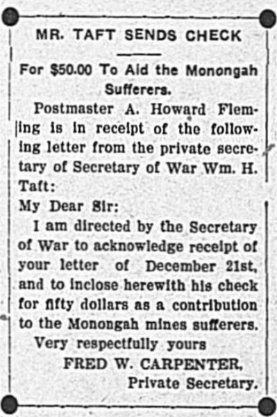 FWV 12.31.07 - pg 1 - Taft donates to Monongah