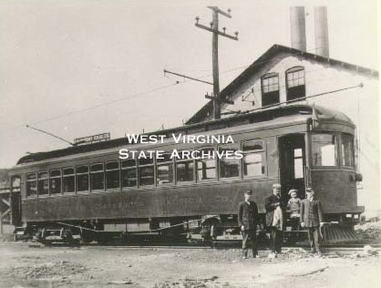 Fairmont and Clarksburg Traction Company streetcar in front of the Fairmont Coal Company Monongah Mine No. 8.jpg