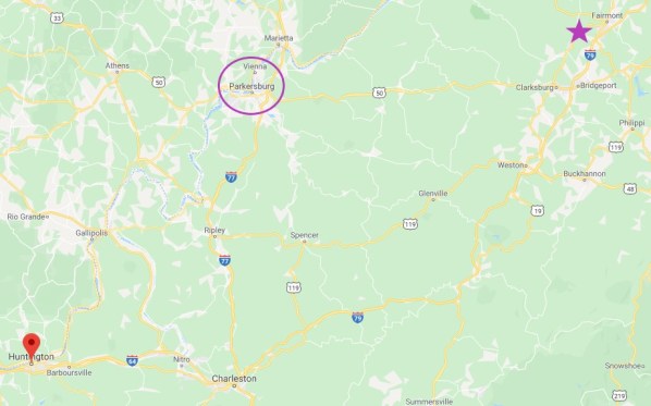 huntington, parkersburg map