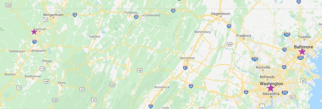 map - baltimore and DC