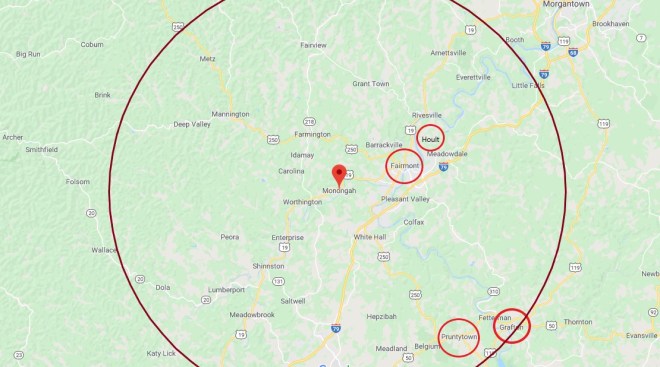 map - hoult, fairmont,grafton -diameter